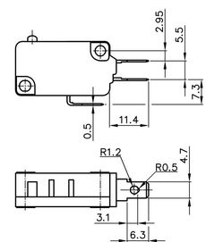 Steck- / Lötanschluss 0.5 x 4.7 mm (auf Anfrage)