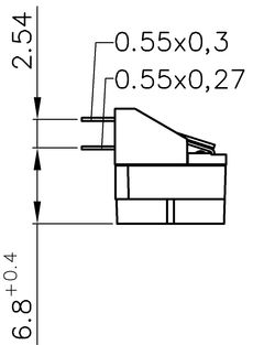 left angular 2.54 mm